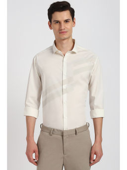 Peter England - Men Cream Full Sleeves Formal Shirt