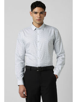 Van Heusen - Men Grey Print Full Sleeves Party Shirt