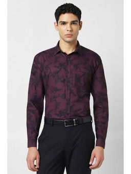Van Heusen - Men Purple Print Full Sleeves Party Shirt