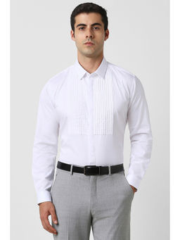 Van Heusen - Men White Textured Full Sleeves Party Shirt