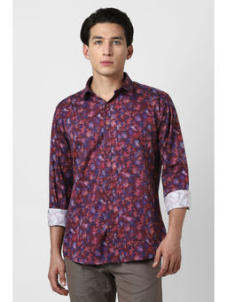 Van Heusen - Men Wine Print Full Sleeves Party Shirt