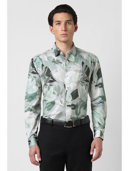 Van Heusen - Men Green Floral Print Full Sleeves Party Shirt