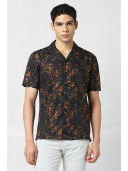 Van Heusen - Men Black Print Half Sleeves Party Shirt