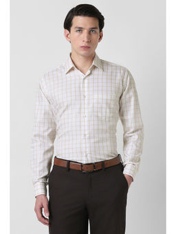 Van Heusen - Men White Checks Full Sleeves Formal Shirt