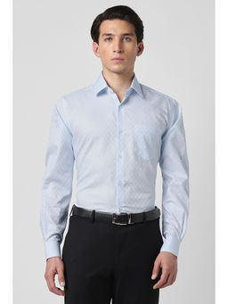 Van Heusen - Men Light Blue Textured Full Sleeves Shirt