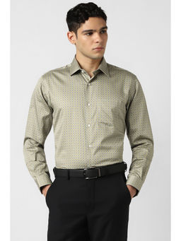 Van Heusen - Men Olive Print Full Sleeves Shirt