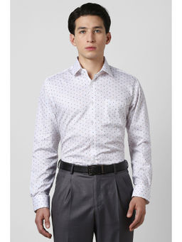 Van Heusen - Men White Print Full Sleeves Shirt
