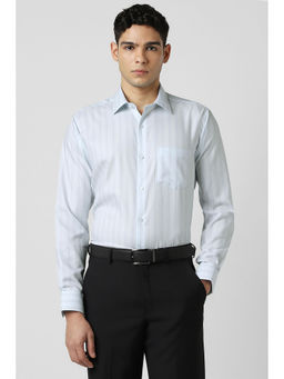 Van Heusen - Men Light Blue Stripes Full Sleeves Shirt