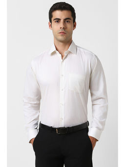 Van Heusen - Men White Textured Full Sleeves Shirt