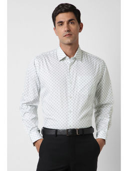Van Heusen - Men White Print Full Sleeves Shirt