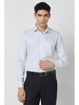 Van Heusen - Men Light Blue Textured Full Sleeves Shirt