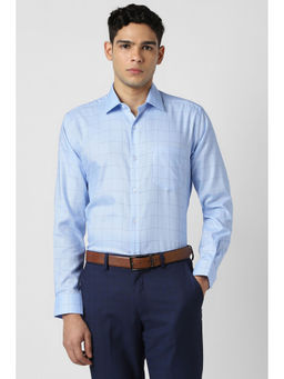 Van Heusen - Men Light Blue Checks Full Sleeves Shirt