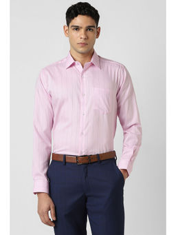 Van Heusen - Men Pink Stripes Full Sleeves Shirt