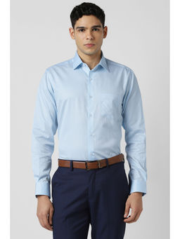Van Heusen - Men Light Blue Textured Full Sleeves Shirt