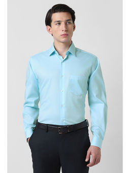 Van Heusen - Men Light Blue Textured Full Sleeves Shirt