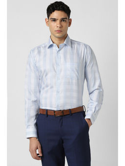 Van Heusen - Men Light Blue Checks Full Sleeves Shirt