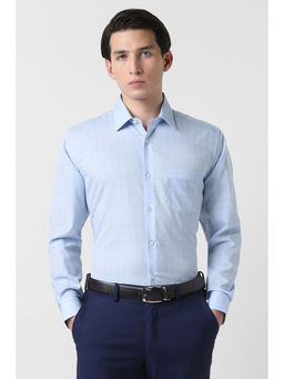 Van Heusen - Men Light Blue Checks Full Sleeves Shirt