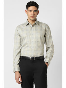 Van Heusen - Men Grey Checks Full Sleeves Shirt