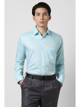 Van Heusen - Men Light Blue Textured Full Sleeves Shirt