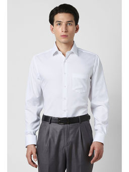 Van Heusen - Men White Textured Full Sleeves Shirt