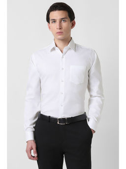 Van Heusen - Men White Textured Full Sleeves Shirt