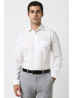 Van Heusen - Men White Solid Full Sleeves Formal Shirt