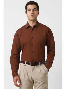 Van Heusen - Men Brown Solid Full Sleeves Formal Shirt