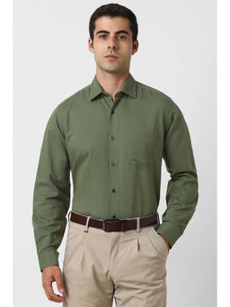 Van Heusen - Men Green Textured Full Sleeves Formal Shirt