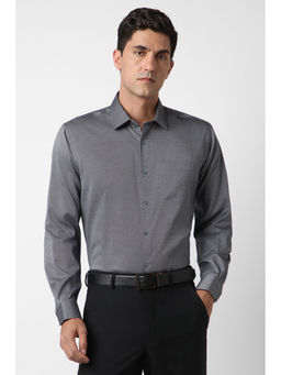 Van Heusen - Men Grey Textured Full Sleeves Formal Shirt