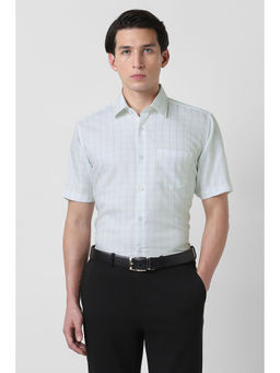 Van Heusen - Men Green Checks Half Sleeves Formal Shirt