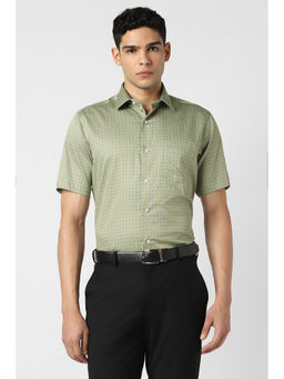 Van Heusen - Men Olive Print Half Sleeves Shirt