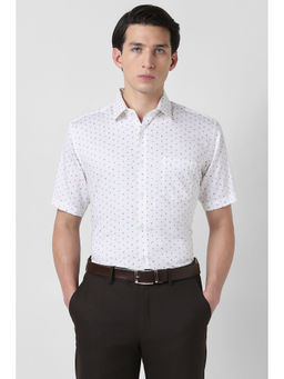 Van Heusen - Men White Print Half Sleeves Shirt