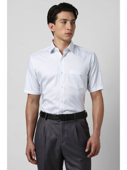 Van Heusen - Men White Textured Half Sleeves Shirt