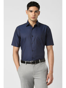 Van Heusen - Men Navy Blue Checks Half Sleeves Shirt