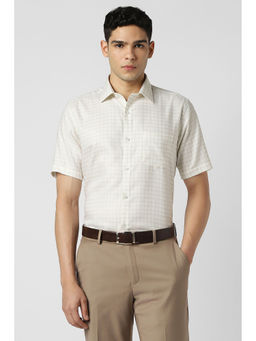 Van Heusen - Men White Checks Half Sleeves Shirt