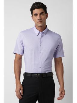 Van Heusen - Men Lavender Textured Half Sleeves Formal Shirt