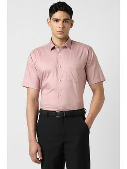 Van Heusen - Men Pink Solid Half Sleeves Formal Shirt