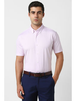 Van Heusen - Men Light Purple Textured Half Sleeves Formal Shirt