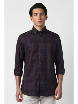Van Heusen - Men Purple Checks Full Sleeves Casual Shirt