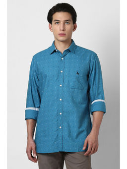 Van Heusen - Men Blue Print Full Sleeves Casual Shirt