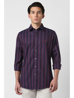Van Heusen - Men Purple Stripes Full Sleeves Casual Shirt
