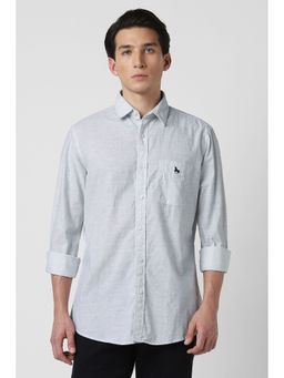 Van Heusen - Men Grey Print Full Sleeves Casual Shirt