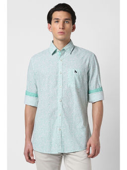 Van Heusen - Men Sea Green Floral Print Full Sleeves Casual Shirt