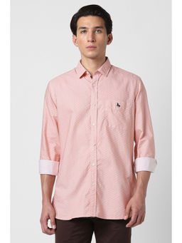 Van Heusen - Men Pink Print Full Sleeves Casual Shirt