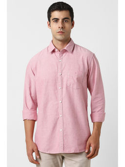 Van Heusen - Men Pink Textured Full Sleeves Casual Shirt