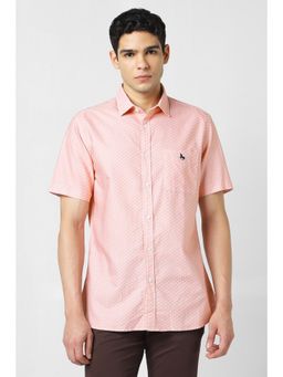 Van Heusen - Men Peach Print Half Sleeves Casual Shirt