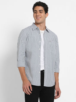 American Eagle - Men Grey Checks Slim Fit Full Sleeves Shirt