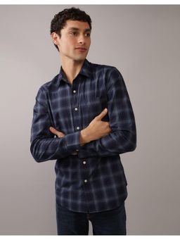 American Eagle - Men Navy Blue Checks Full Sleeves Shirt