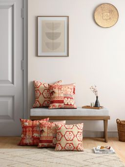 India Circus by Krsnaa Mehta - Ancient Haathi Blended Velvet Cushion Cover Set Of 5