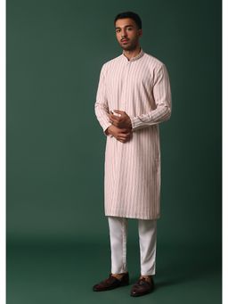 KALKI FASHION - Pink Cotton Silk Kurta With Intricate Thread Work Embroidery (Set of 2)